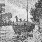 Signac 1902 Samois, le chaland - décrassage, nettoyage